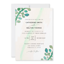 Dreamy Aquarelle Elégante Verdure Mariage Invitat