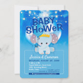 Invitation Dreamy Blue Balloons Baby Elephant Baby shower (Devant)