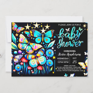 Invitation Dreamy Blue Butterfly Garden Baby shower garçon