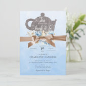 Invitation Dreamy Blue Floral et Bow Bridal Tea (Debout devant)