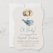 Invitation Dreamy Blue Whale and Balloons Boy Baby Shower (Devant)