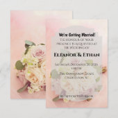 Invitation Dreamy Blush Pink Rose and Tulle Romantic Wedding (Devant / Derrière)