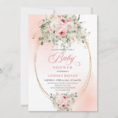 Invitation Dreamy Boho Blush Roses Eucalyptus Baby Shower   (Devant)