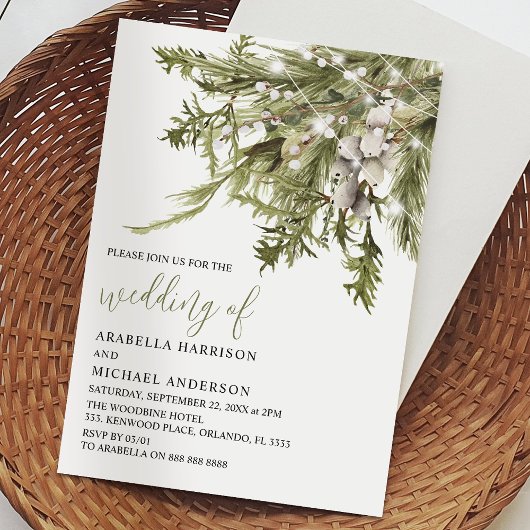 Invitation Dreamy Boho Watercolor Mariage hivernal
