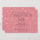 Invitation Dreamy Bokeh Confetti rose et blanc (Devant / Derrière)