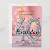 Invitation Dreamy Bokeh et Sequins Fête du 40e anniversaire (Devant)