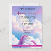 Invitation Dreamy Cloud Magical Unicorn Girl 10th Birthday (Devant)