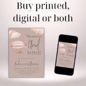 Invitation Dreamy Cloud Neuf Ciel Baby shower beige à thème