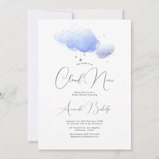 Invitation Dreamy Cloud Neuf Fête des mariées (Devant)