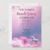 Invitation Dreamy Cloud Unicorn Fantasy Girl 10th Birthday (Devant)