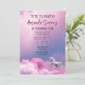 Invitation Dreamy Cloud Unicorn Fantasy Girl 10th Birthday (Debout devant)