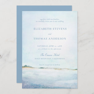 Invitation Dreamy Coastal Ocean Beach Mariage moderne élégant