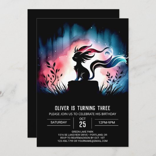 Invitation Dreamy Digital Cat Anniversaire (Devant / Derrière)