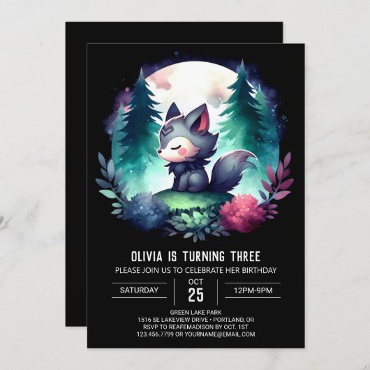 Invitation Dreamy Digital Wolf (Devant / Derrière)