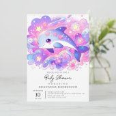Invitation Dreamy Dolphin Baby shower (Debout devant)