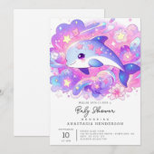 Invitation Dreamy Dolphin Baby shower (Devant / Derrière)