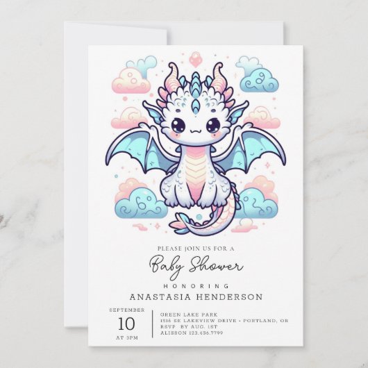Invitation Dreamy Dragon Baby shower (Devant)