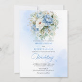 Invitation Dreamy Dusty Blue Peony Gold Floral Wedding (Devant)