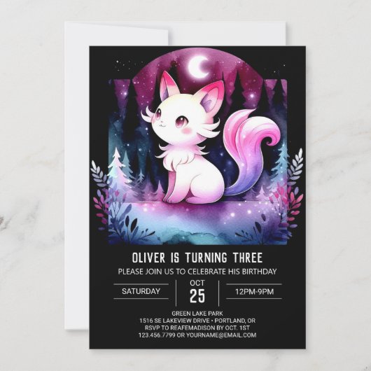 Invitation Dreamy Feline Chat Anniversaire (Devant)