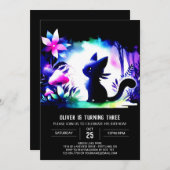 Invitation Dreamy Feline Chat Anniversaire (Devant / Derrière)