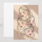 Invitation Dreamy Female Faces Print, Closed Eyes, Calming (Devant / Derrière)
