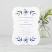 Invitation Dreamy Floral | Mariage pourpre et bleu (Debout devant)