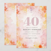 Invitation Dreamy Floral Pastel 40e fête d'anniversaire (Devant / Derrière)