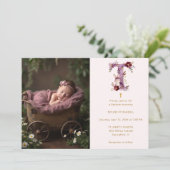 Invitation Dreamy Funny Bunny Romantic Floral T Baptism (Debout devant)