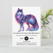 Invitation Dreamy Galaxy Wolf Birthday (Debout devant)