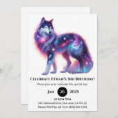 Invitation Dreamy Galaxy Wolf Birthday (Devant / Derrière)