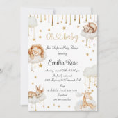 Invitation Dreamy Gold Starry Sky Sleeping Animaux Douche (Devant)