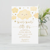 Invitation Dreamy Gold Twinkle Baby shower nuage Star (Debout devant)