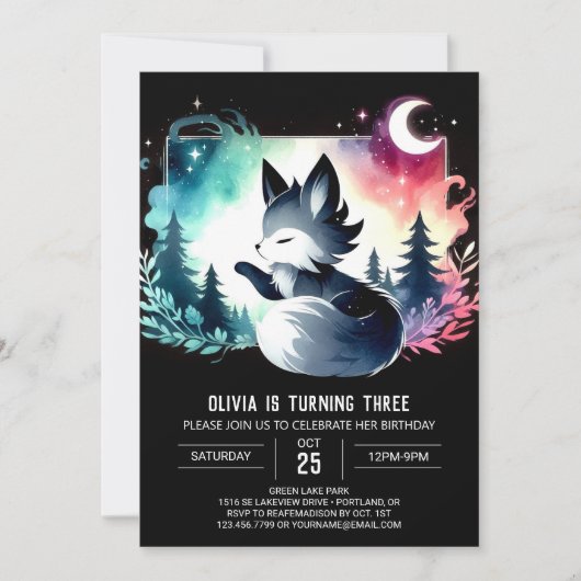 Invitation Dreamy Happy Wolf Anniversaire (Devant)
