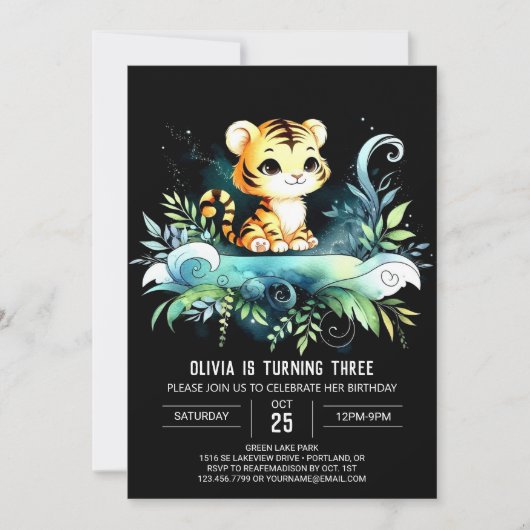 Invitation Dreamy Kids Tiger Anniversaire (Devant)