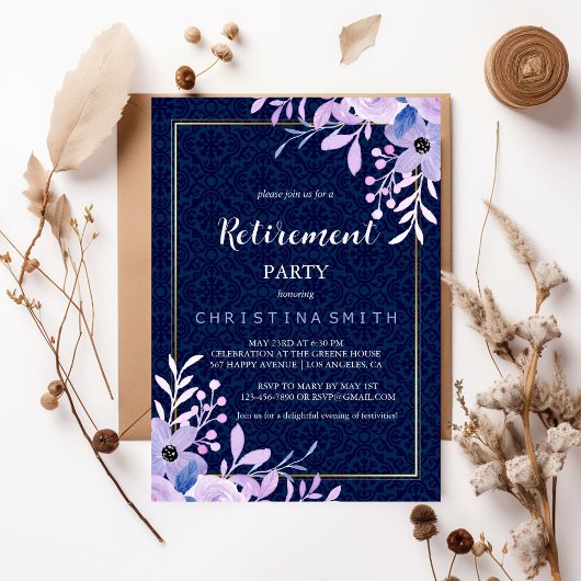 Invitation Dreamy Lilac Pastel Aquarelle Parti de retraite