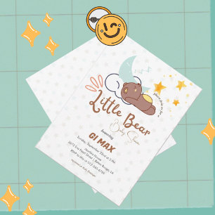 Invitation Dreamy Little Bear Cloud et Star Baby shower