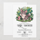 Invitation Dreamy Little Wolf Baby shower (Devant / Derrière)