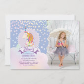 Invitation Dreamy Magic Rainbow Unicorn Girl Birthday Photo (Devant)