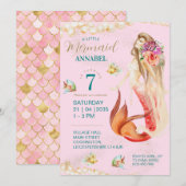 Invitation Dreamy Mermaid fête d'anniversaire (Devant / Derrière)