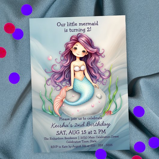 Invitation Dreamy Mermaid sous la fête d'anniversaire de la m