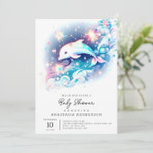 Invitation Dreamy Modern Dolphin Baby shower (Debout devant)