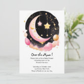 Invitation Dreamy Moon & Stars Thème Bébé Fille Douche (Debout devant)