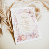 Invitation Dreamy Ocean Mariage Tropical Pastel Corals Beach