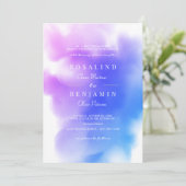 Invitation Dreamy Ombre bleu rose Aquarelle Mariage Abstrait (Debout devant)