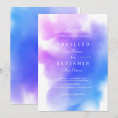 Invitation Dreamy Ombre bleu rose Aquarelle Mariage Abstrait (Devant / Derrière)