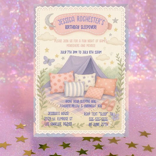 Invitation Dreamy Pastel Anniversaire sous les étoiles