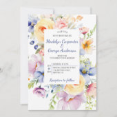 Invitation Dreamy Pastel Aquarelle Florals Mariage (Devant)