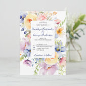 Invitation Dreamy Pastel Aquarelle Florals Mariage (Debout devant)