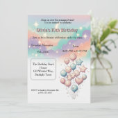 Invitation Dreamy Pastel Celestial Balloons Kids Birthday  (Debout devant)
