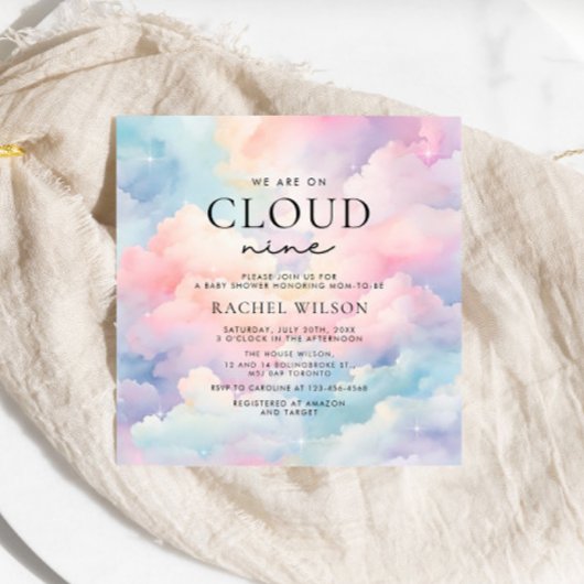 Invitation Dreamy Pastel Cloud Neuf Baby shower